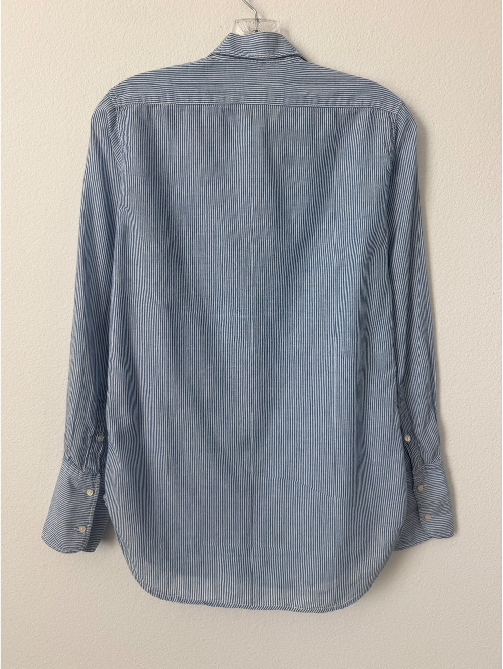 Nili Lotan Blue/White Striped Long Sleeve Button Up 100% Cotton Shirt Size S - Picture 2 of 8